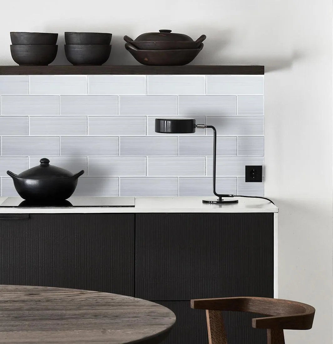 WS Tiles - Hand Painted White 4 in. x 12 in. Individual Glass Subway Wall Tile (5 sq. ft / Case), photo 2 of 4