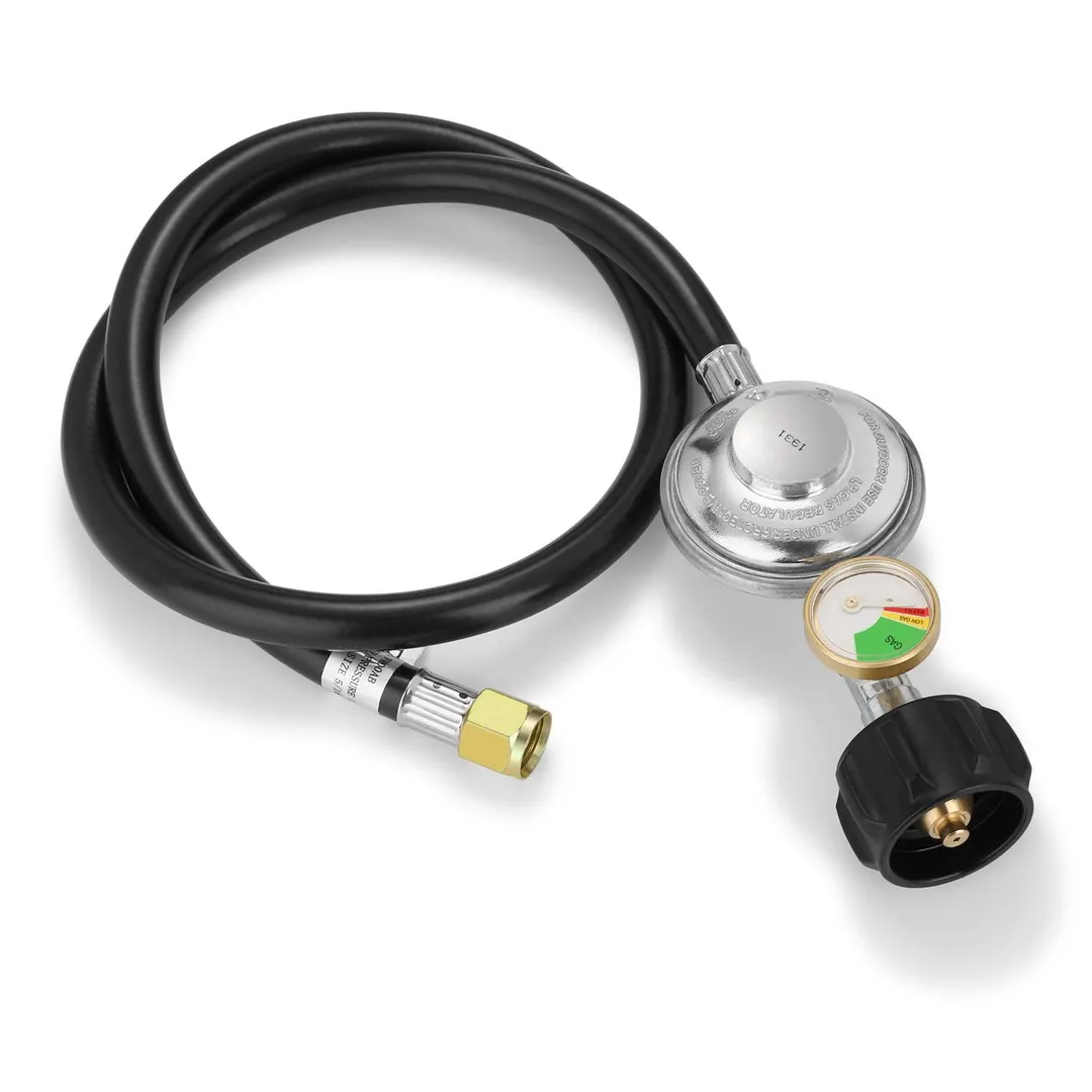 WADEO 2FT Propane Regulator Hose with Propane Tank Gauge, LP Gas Regulator for Most QCC1 Hose and Regulator for Most LP Grill, Heater and Fire Pit Table, 3/8'' Female Flare Fitting, photo 7 of 7