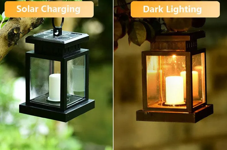 Topchances 4 Pack Solar Lantern,Outdoor Garden Hanging Lantern-Waterproof LED Flickering Flameless Candles Mission Lantern for Table,Outdoor,Party, photo 2 of 11