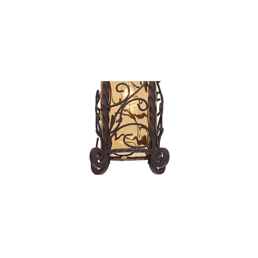 John Timberland Traditional Outdoor Light Hanging Dark Walnut Iron Scroll 15" Champagne Water Glass Damp Rated for Exterior Porch, photo 4 of 6