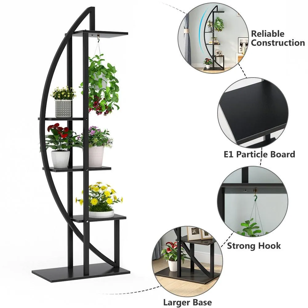 Tribesigns 5-Tier Plant Stand Pack of 2, Multi-Purpose Curved Display Shelf Bonsai Flower Plant Stand Rack for Garden, Patio, or Balcony, Indoor and Outdoor Use, photo 7 of 9