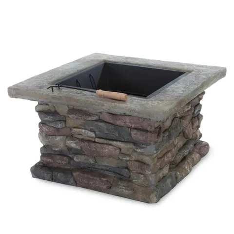 Hayden Natural Stone Square Fire Pit