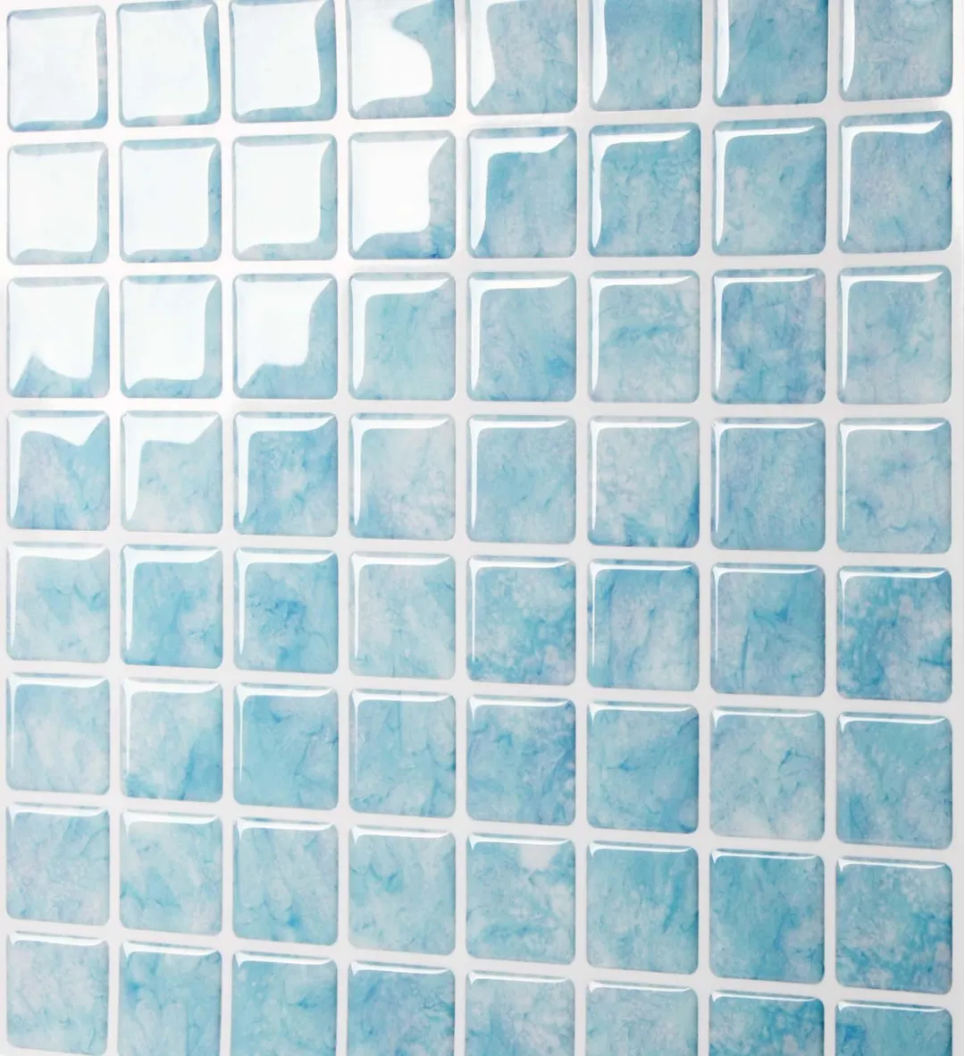 Tic Tac Tiles 10-Sheet Peel and Stick Self Adhesive Removable Stick On Kitchen Backsplash Bathroom 3D Wall Sticker Wallpaper Tiles in Vetro Aqua, photo 4 of 5