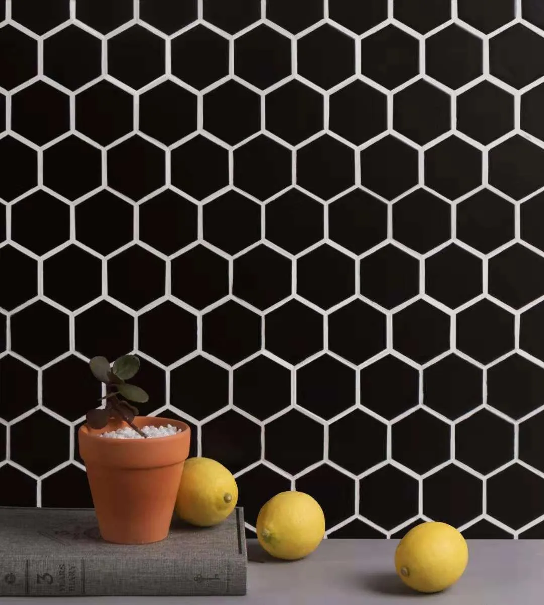 WS Tiles - Value Matte Black 10.5 in. x 10.5 in. Porcelain 2" Hexagon Mosaic Floor & Wall Tile (9 sq. ft / Case), photo 6 of 7