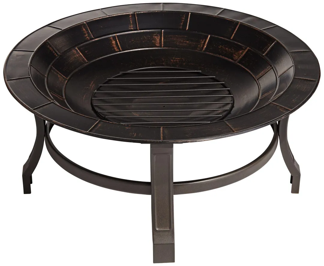 John Timberland Iron Outdoor Fire Pit Round 30" Bowl Brick Steel Wood Burning With Spark Screen and Fire Poker for Outside Backyard Patio Camping, photo 8 of 8
