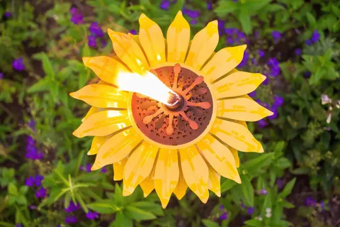 Sunflower Garden with Torch