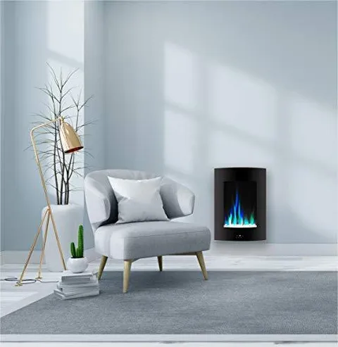 CAMBR19VWMEF-1BLK 19.5" Vertical Color Changing Wall Mount Fireplace With Crystals