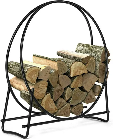 Wood Storage Rack 40-Inch Tubular Steel Log Hoop Firewood Storage Rack Holder Round Display NewFirewood Stand