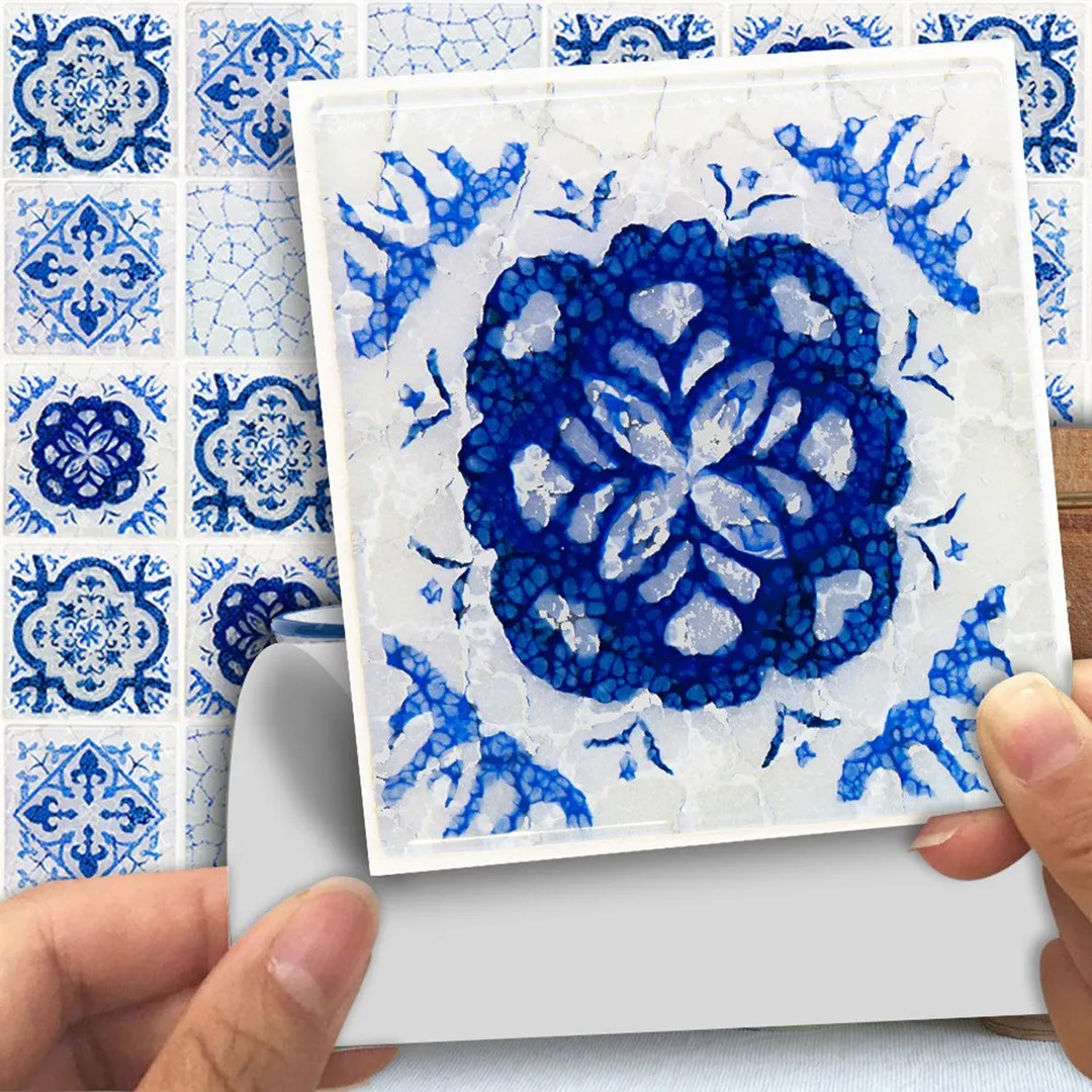 UKAP 10x10cm Moroccan Mosaic Style Wall Tile Sticker Backsplash Peel & Stick Kitchen Bathroom Tile Decal 18/54/90/180 PCS, photo 5 of 9