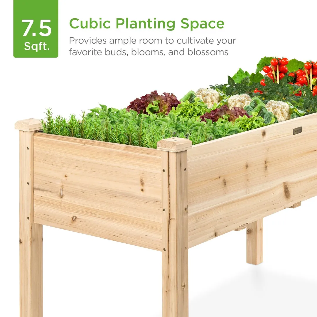Best Choice Products 48x24x30in Elevated Raised Wood Planter Garden Bed Box Stand for Backyard, Patio - Natural, photo 4 of 7