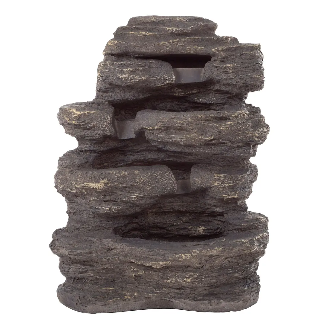 Outdoor Water Fountain With Cascading Waterfall, Natural Looking Stone and Soothing Sound for Decor on Lawn, Garden, and Patio By Pure Garden, photo 2 of 4