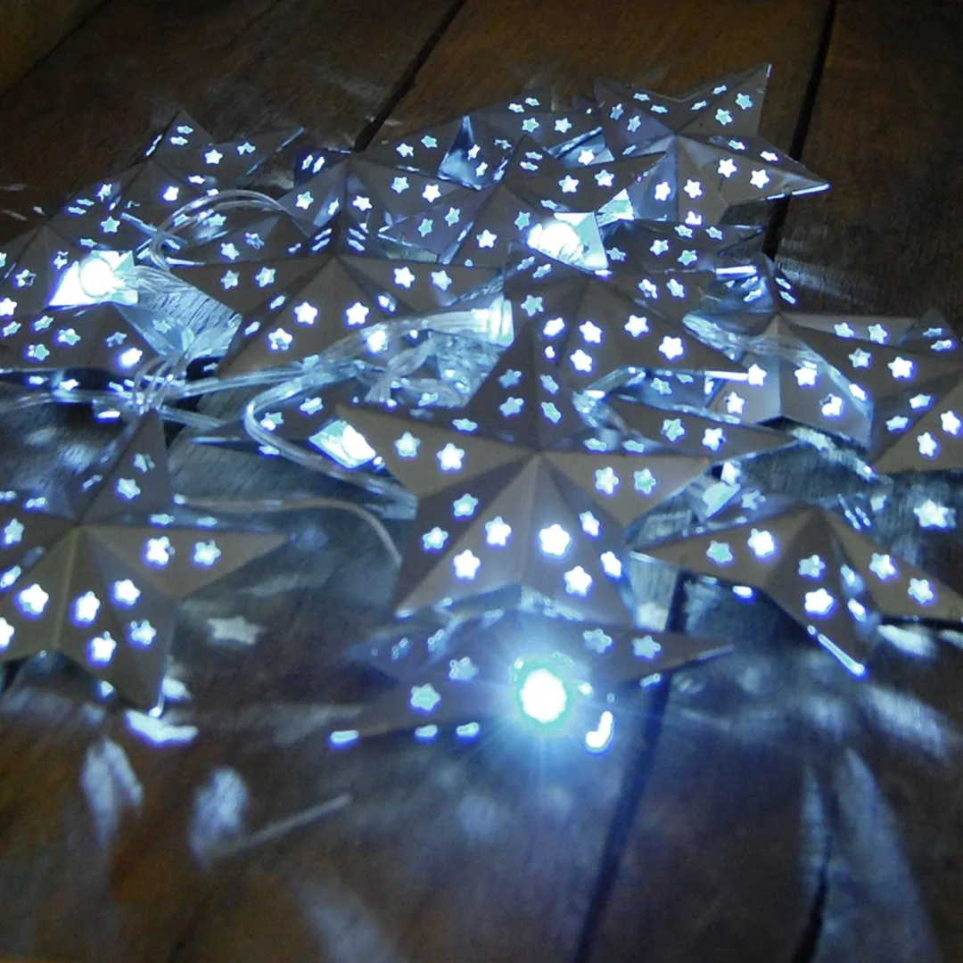 LumaBase Silver Metal Star Solar String Lights, 20 Lights, photo 3 of 6
