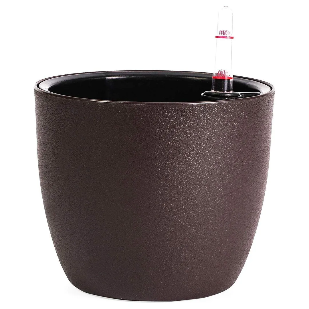 4 Pack 6.9 x 5.9 in Round Self Watering Pot Planter with Water Level Gauge Indicator for Indoor and Outdoor Plants Flowers African Violets Orchids Herbs, Dark Coffee, photo 2 of 6