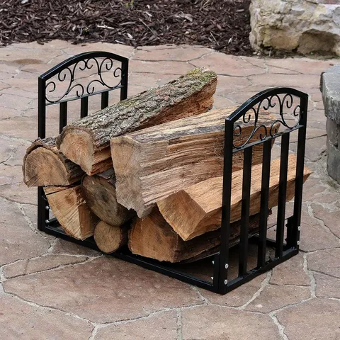 Sunnydaze 2' Indoor/Outdoor Firewood Log Rack - Steel Fireplace Storage Holder