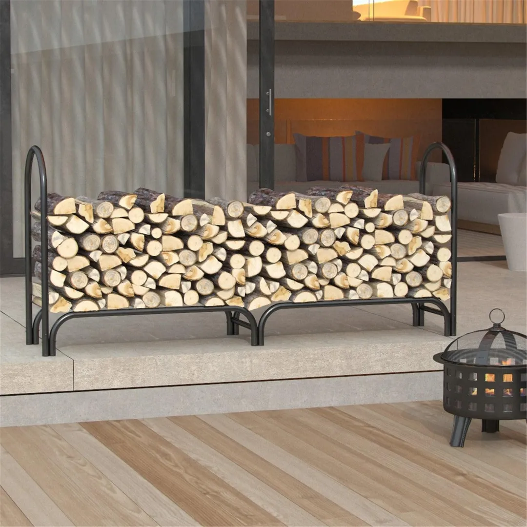 Gibson Living  8 ft Heavy Duty Firewood Shelter Log Rack for Fireplaces and Fire Pits to Enjoy a Real Fire or Complement Vent-Free, Propane, Gas, Gas Inserts, Ethanol, Electric, Indoor Outdoor Firepla, photo 5 of 5