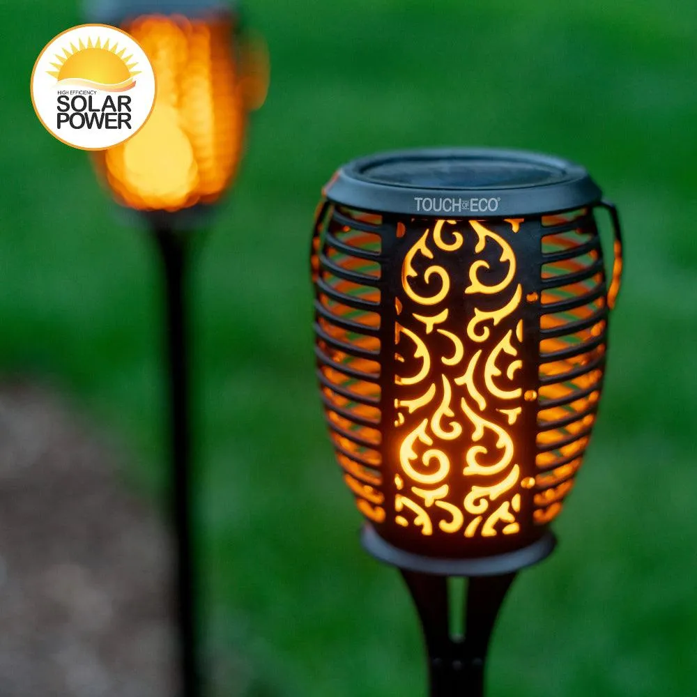 Touch Of Eco Solar Powered 32 LED Dancing Flickering Flame Tiki Torch Light for Outdoor Landscape Decoration Garden Deck Patio Bar, photo 3 of 5