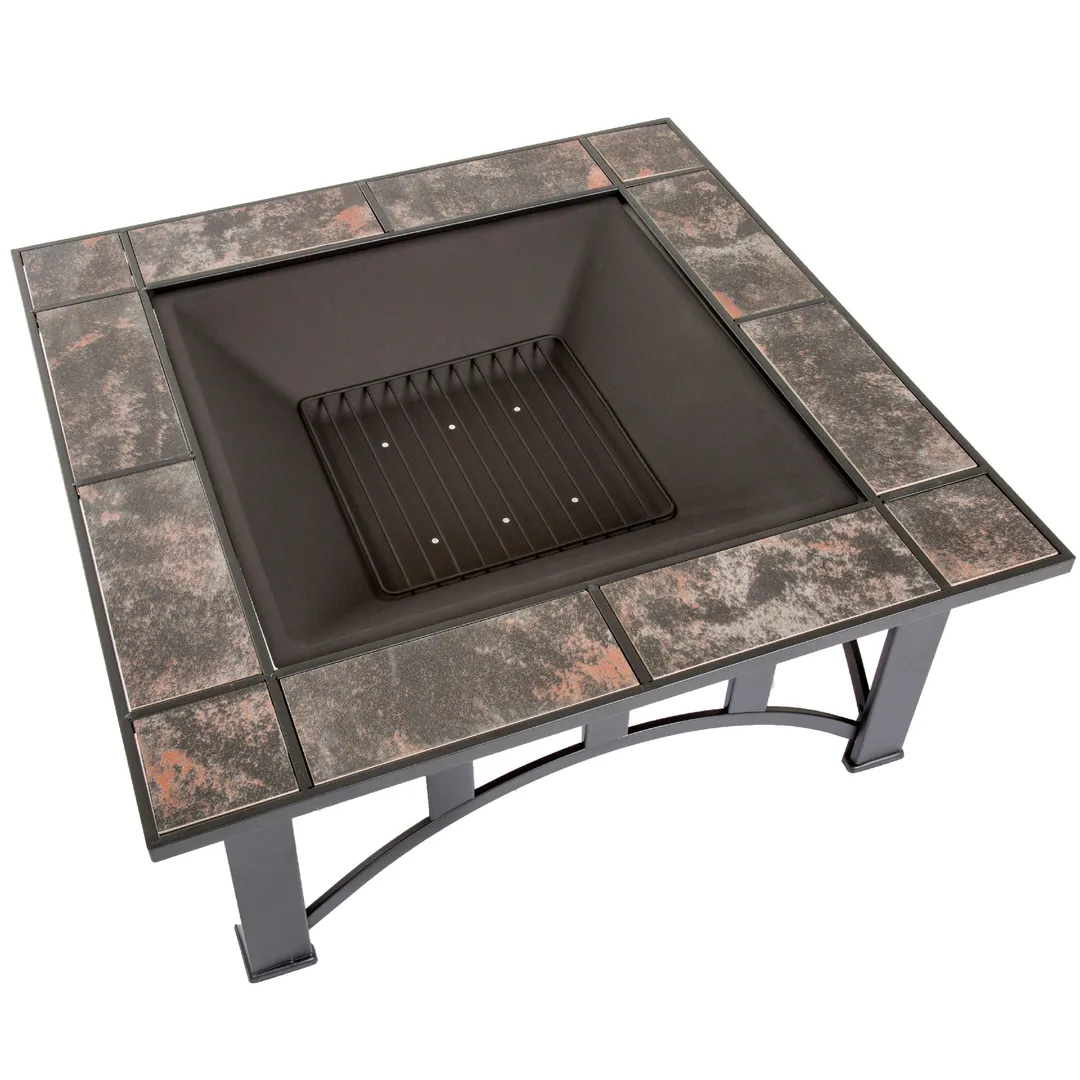 Pure Garden Fire Pit Set, Wood Burning Pit - Includes Screen, Cover and Log Poker - Great for Outdoor and Patio, 33 inch Square Marble Tile Firepit by Pure Garden, photo 3 of 5