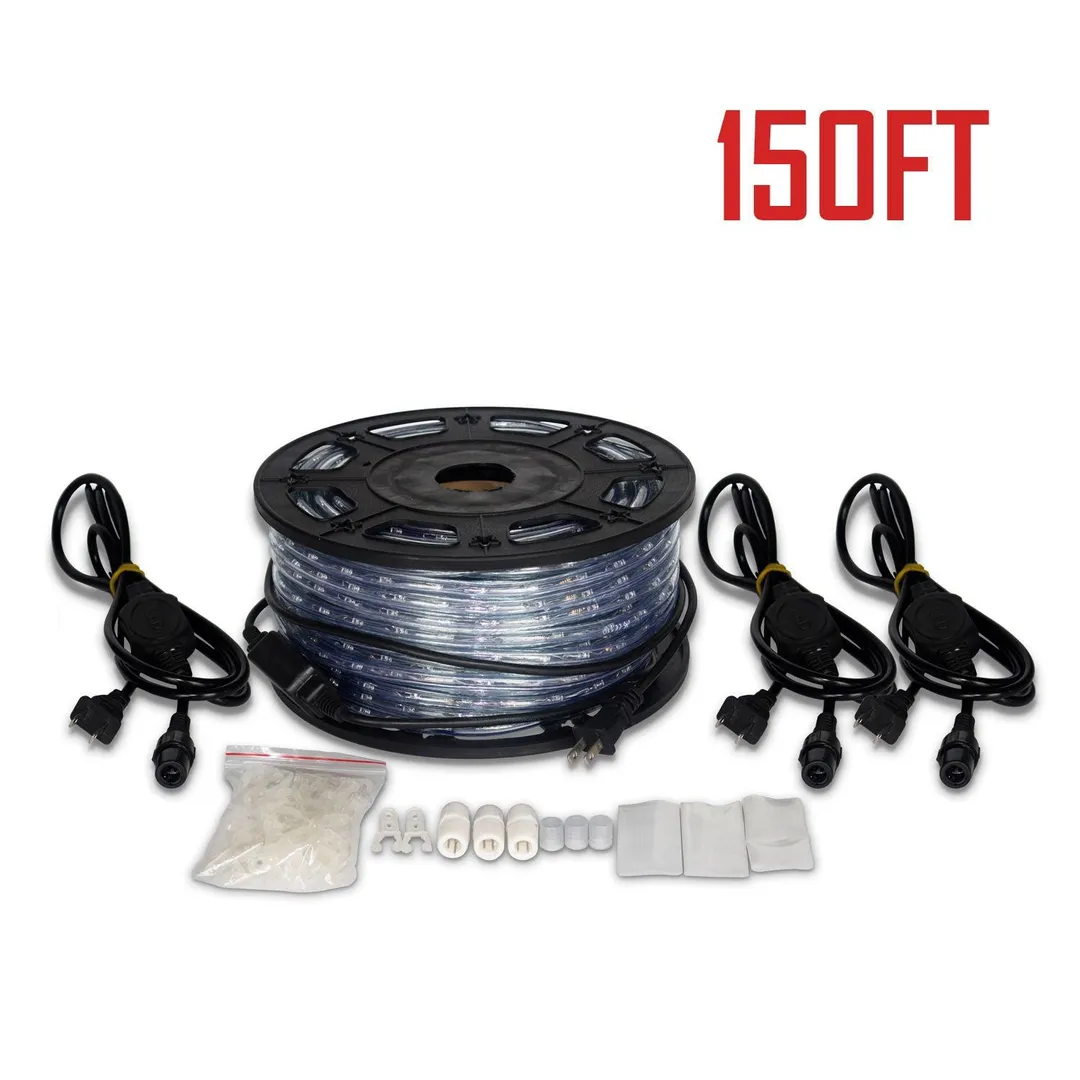 Ainfox 110V 150 Ft. 2 Wire Led Rope Lights,Christmas Lights Waterproof Indoor Outdoor Use for Backyard Party Christmas Thanksgiving Decoration(Cold White), photo 4 of 4