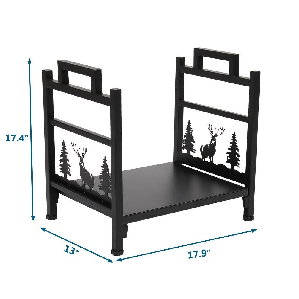 Zimtown Firewood Holder, Wrought Iron Wood Lumber Storage Holder for Fireplace, Heavy Duty Log Storage Bin for Firepit Stove Accessories, photo 6 of 7