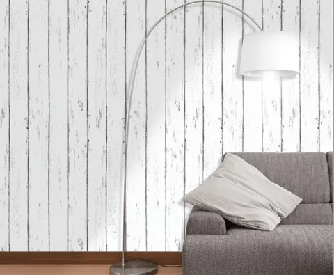 Vintage Distressed White Maple Wood Grain Peel and Stick Wall Decor Wallpaper