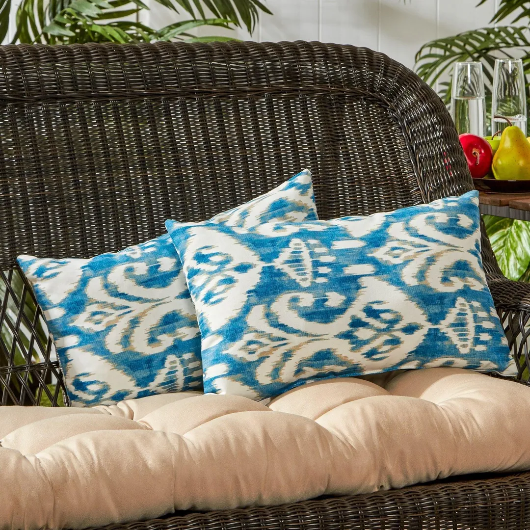 Coastal Ikat 19 x 12 in. Outdoor Rectangle Accent Pillow, Set of 2, photo 2 of 4