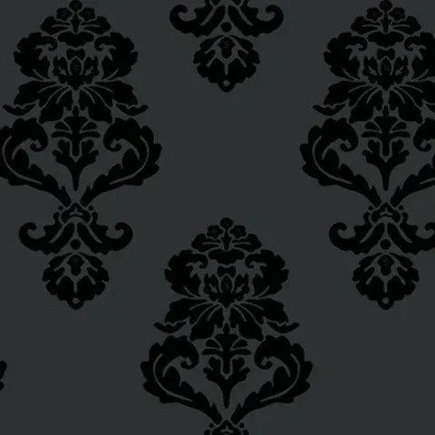 Black & White Graphic Damask Wallpaper