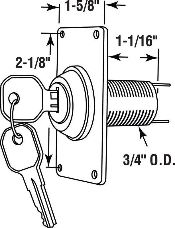 Prime-Line 1-5/16 in. W X 2-3/16 in. L X 3/4 in. D Plastic Electric Key Switch, photo 2 of 2