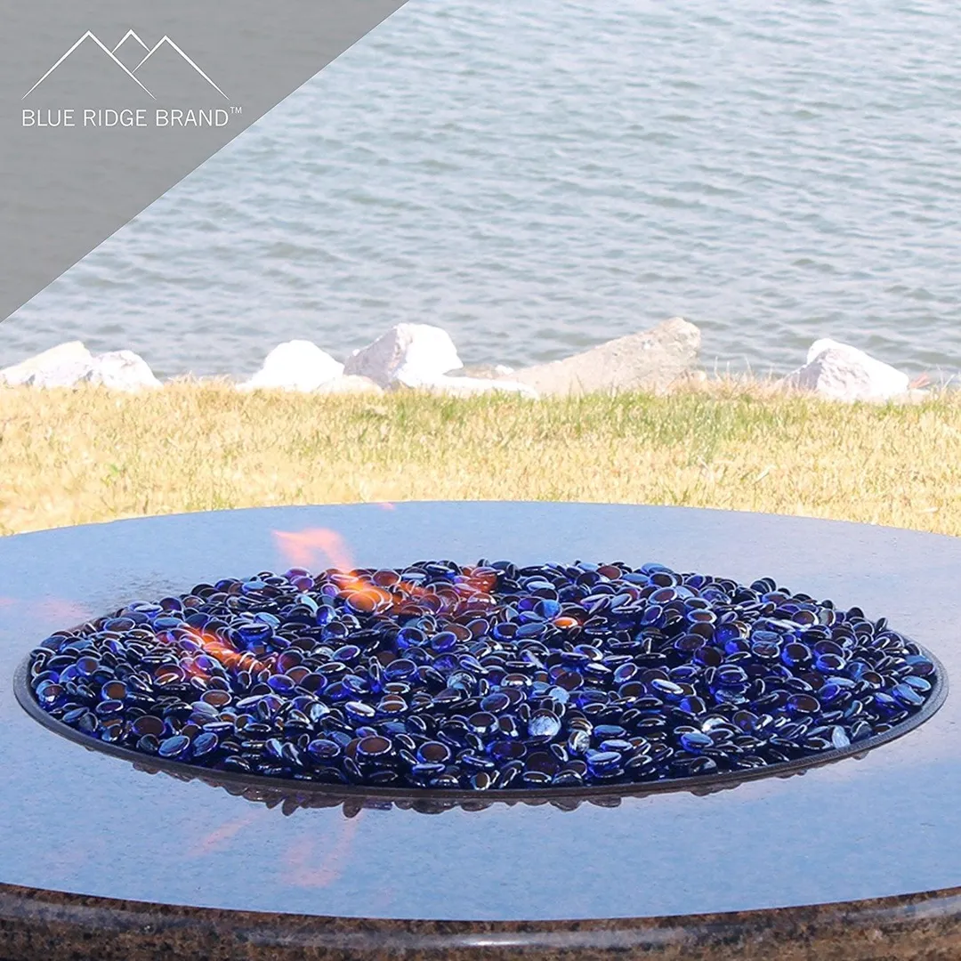 Blue Ridge Brand Fire Pit Glass - Dark Blue Reflective Fire Glass Beads 3/4" - Reflective Fire Pit Glass Rocks - Blue Ridge Brand™ Reflective Glass Beads for Fireplace and Landscaping 3, 5, 10, 20, 50 Pounds, photo 4 of 6