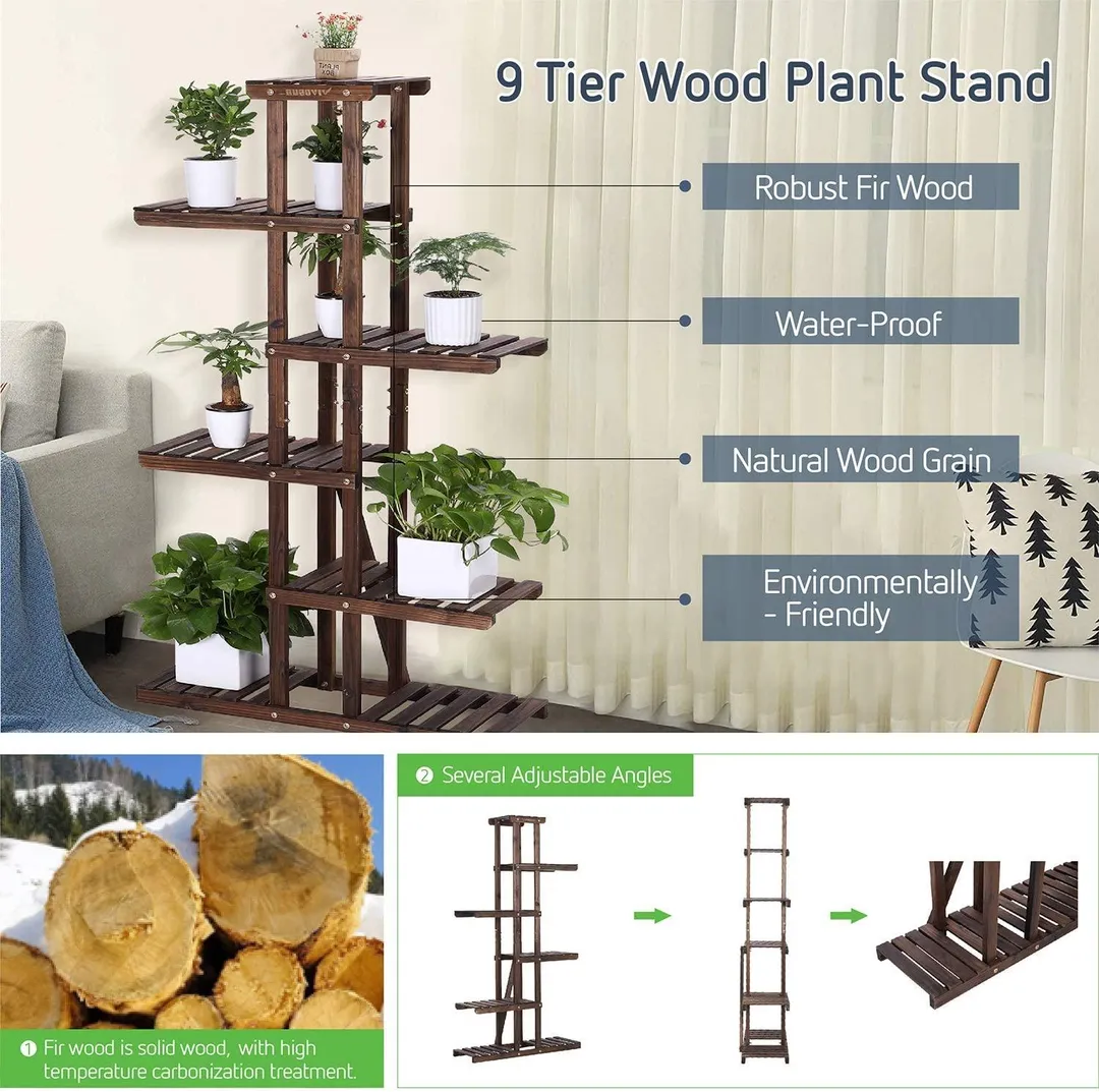 VIVOSUN  High Low Shelves Flower Rack Display Wood Plant Stand, photo 4 of 6