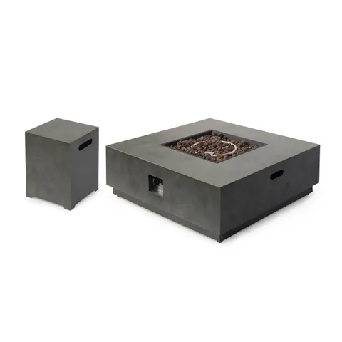 Jefferson Outdoor 40-Inch Square Fire Pit with Tank Holder, Concrete