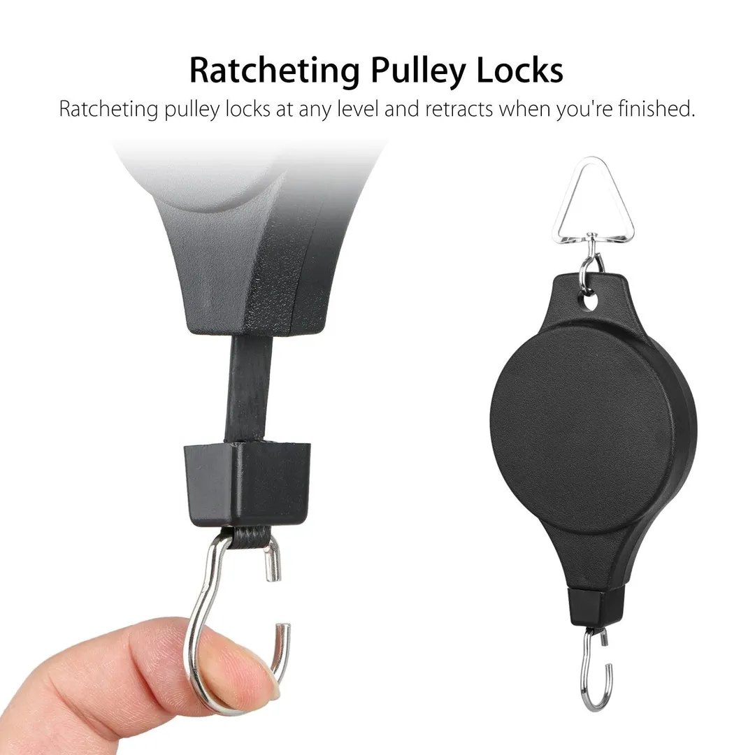 EEEKit 4/3/2/1 PACK Plant Pulley Retractable Hanger, Hanging Planters Flower Basket Hook, Plant Hanger Hanging Garden Baskets Pots and Birds Feeder Hang High Up and Pull Down to Water and Feed, Black, photo 8 of 12