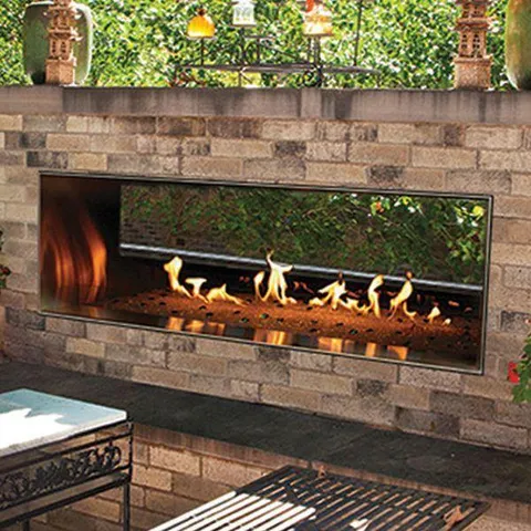 Outdoor 60" SS Manual See-Through Linear Fireplace - Natural Gas