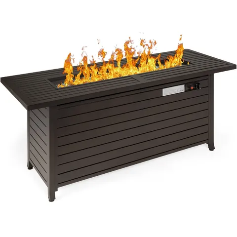 57in 50,000 BTU Rectangular Aluminum Gas Fire Pit Table w/ Storage
