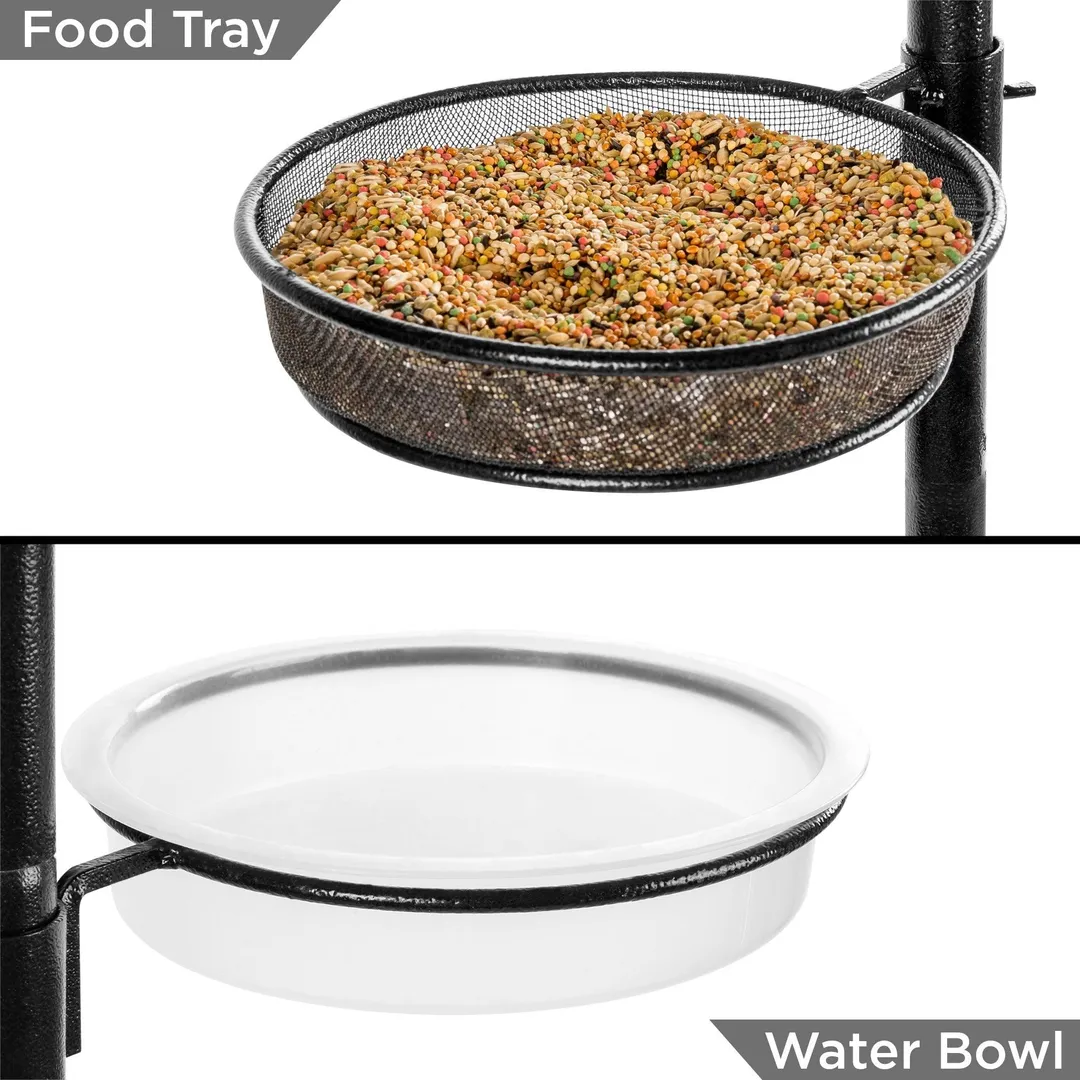 Best Choice Products 91in 4-Hook Bird Feeding Station, Steel Multi-Feeder Stand w/ 2 Feeders, Tray, Bird Bath - Black, photo 4 of 7