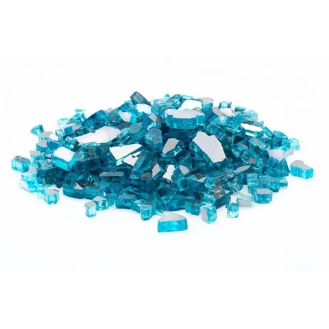 10 lb Caribbean Blue Reflective Tempered Fire Glass, 1/4"