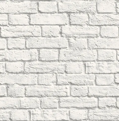 Brewster Cologne White Painted Brick Wallpaper