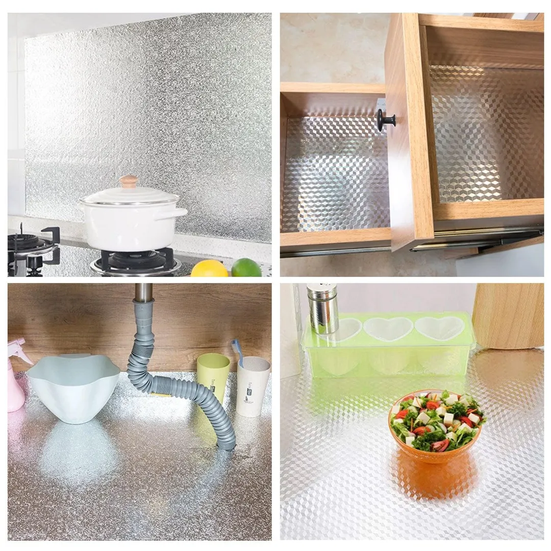 Aluminum Foil Peel and Stick Wallpaper Sticker, Water Oil Proof Wall Paper Sticker for Countertops Kitchen Cabinets Appliance Dishwasher Mini Refrigerator Oven Dryer Covers 15.6x78.7 Inch, 2/1Pcs, photo 7 of 9
