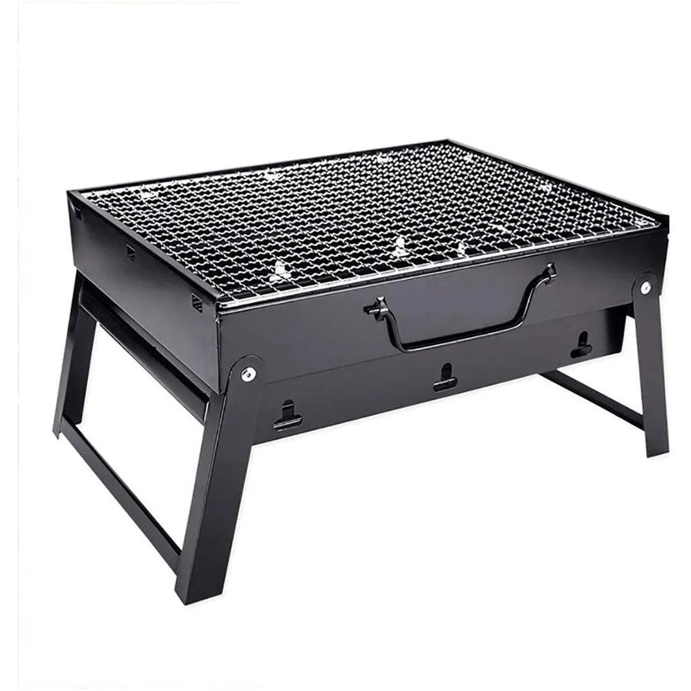 Barbecue Charcoal Grill Foldable BBQ Grill Charcoal Barbecue Smoker Grill Tabletop Stoves Grill for Outdoor Cooking Camping Hiking Garden Party 16.9'' 8.6''11.4''(Unfolded) Black, photo 5 of 8