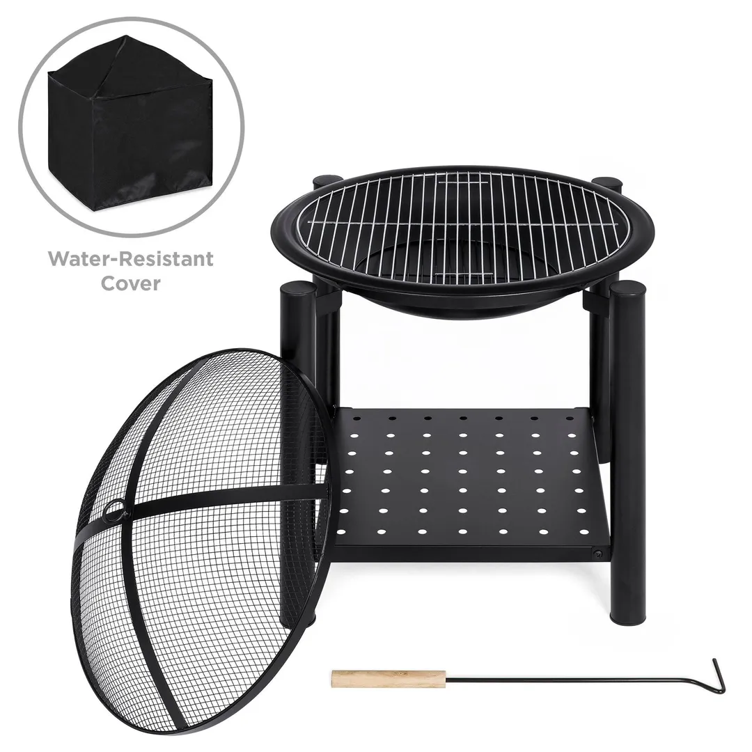 Best Choice Products 21.5 inch Patio Fire Pit Bowl w/ Storage Shelf, Cover, Poker, photo 3 of 6