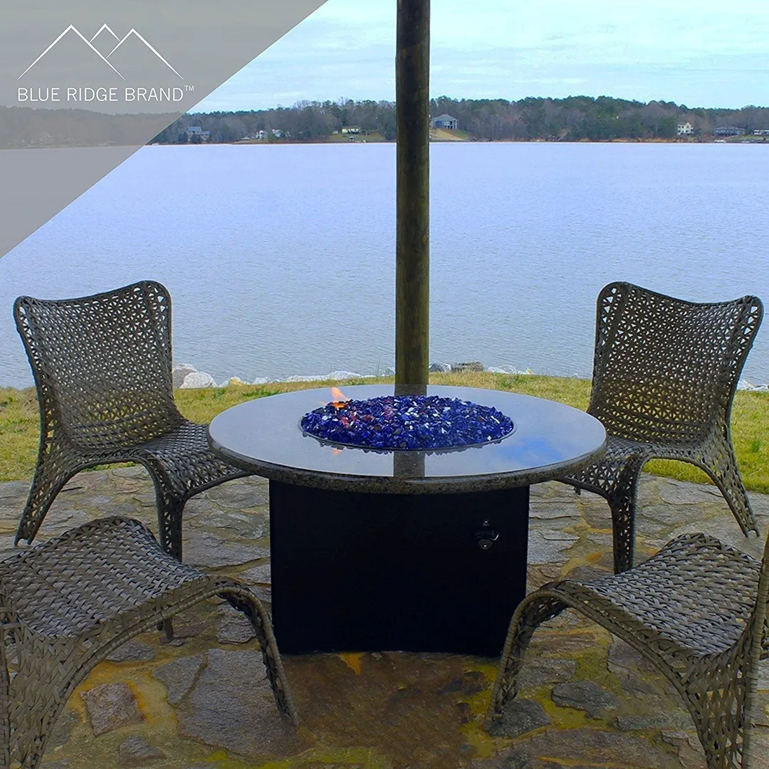 Blue Ridge Brand Fire Pit Glass - Cobalt Blue Reflective Fire Glass 1/2" - Reflective Fire Pit Glass Rocks - Blue Ridge Brand™ Reflective Glass for Fireplace and Landscaping 3, 5, 10, 20, 50 Pounds, photo 6 of 6