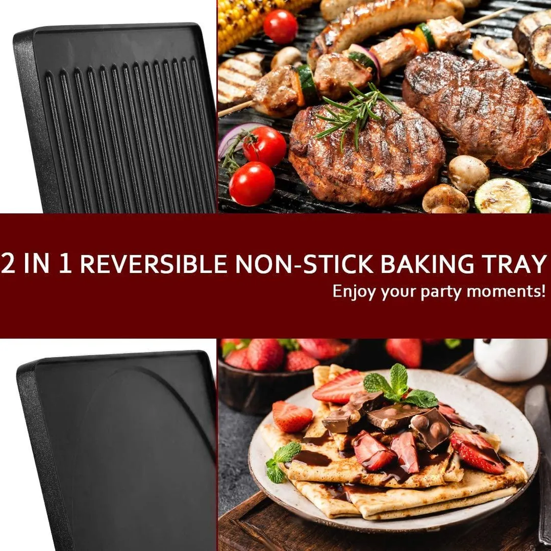 CUSIMAX Raclette Grill Electric Grill Table, Portable 2 in 1 Korean BBQ Grill Indoor & Cheese Ractlette, Reversible Non-stick plate, Crepe Maker with Adjustable temperature control and 8 Paddles, photo 2 of 7