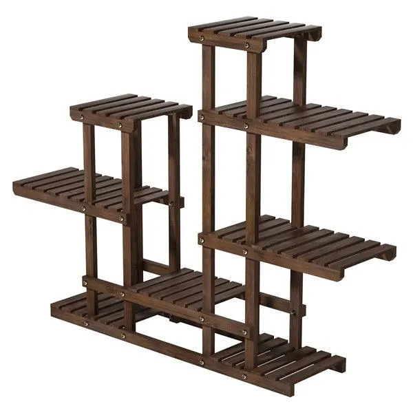 38" Wood Plant Stand Flower Display Shelf Stand 6 Tier for 8 Potted Plants Indoors/Outdoors, photo 4 of 9