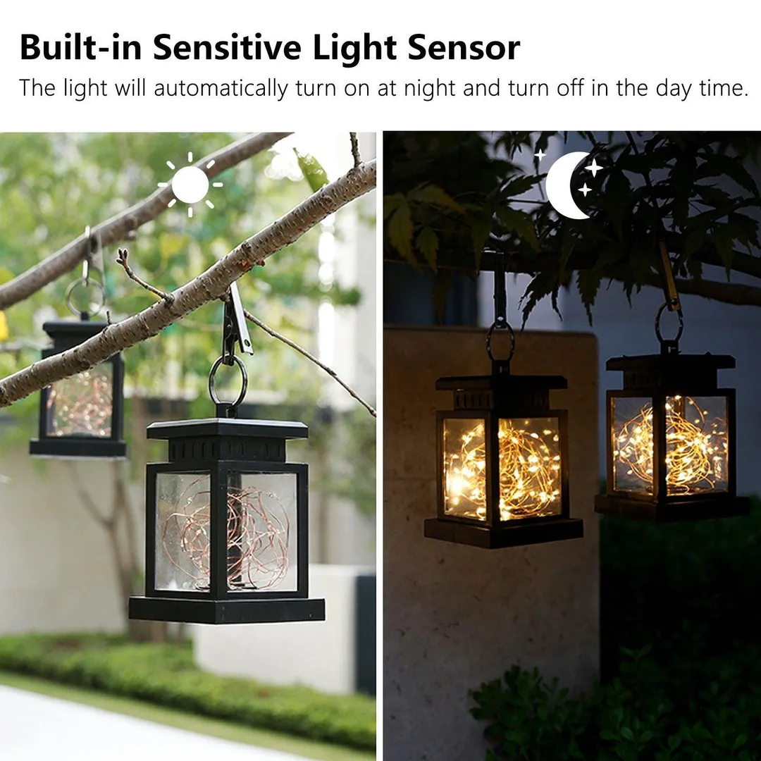 EEEKit Hanging Solar LED Light, Waterproof Solar Copper Wire Lantern, Table Lights, Outdoor Landscaping Lighting, Solar Powered Courtyard Hanging Lamp Decoration for Home, Patio, Garden, Lawn, Party, photo 6 of 9
