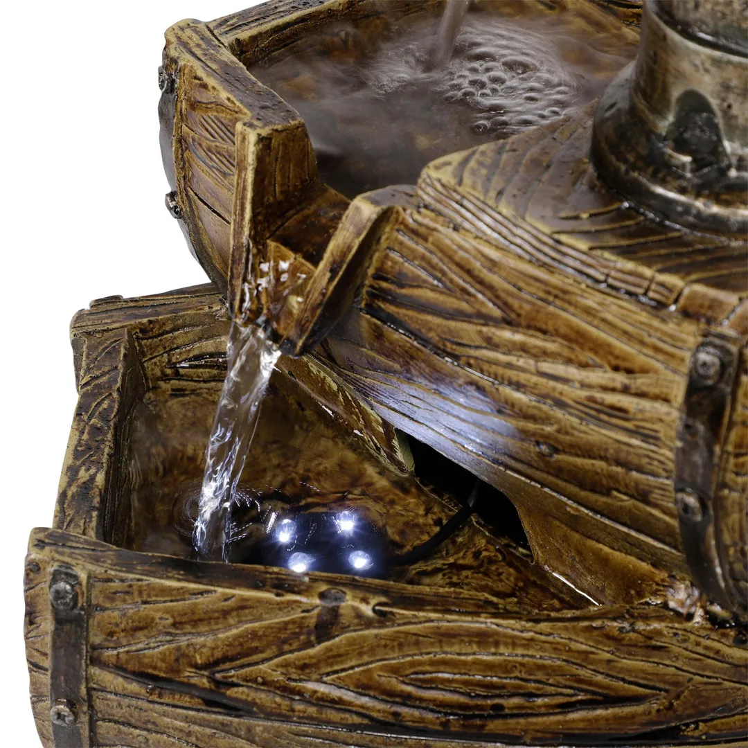 Alpine Corporation 14" Two-Tier Pump Barrel Tabletop Fountain with LED Light, photo 4 of 5