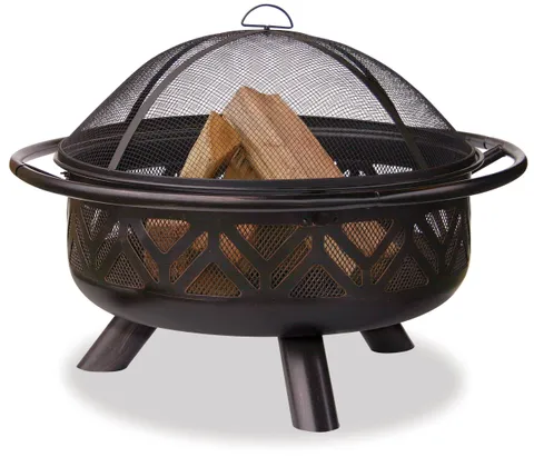 30-in Round Outdoor Fire Pit with Geometric Design