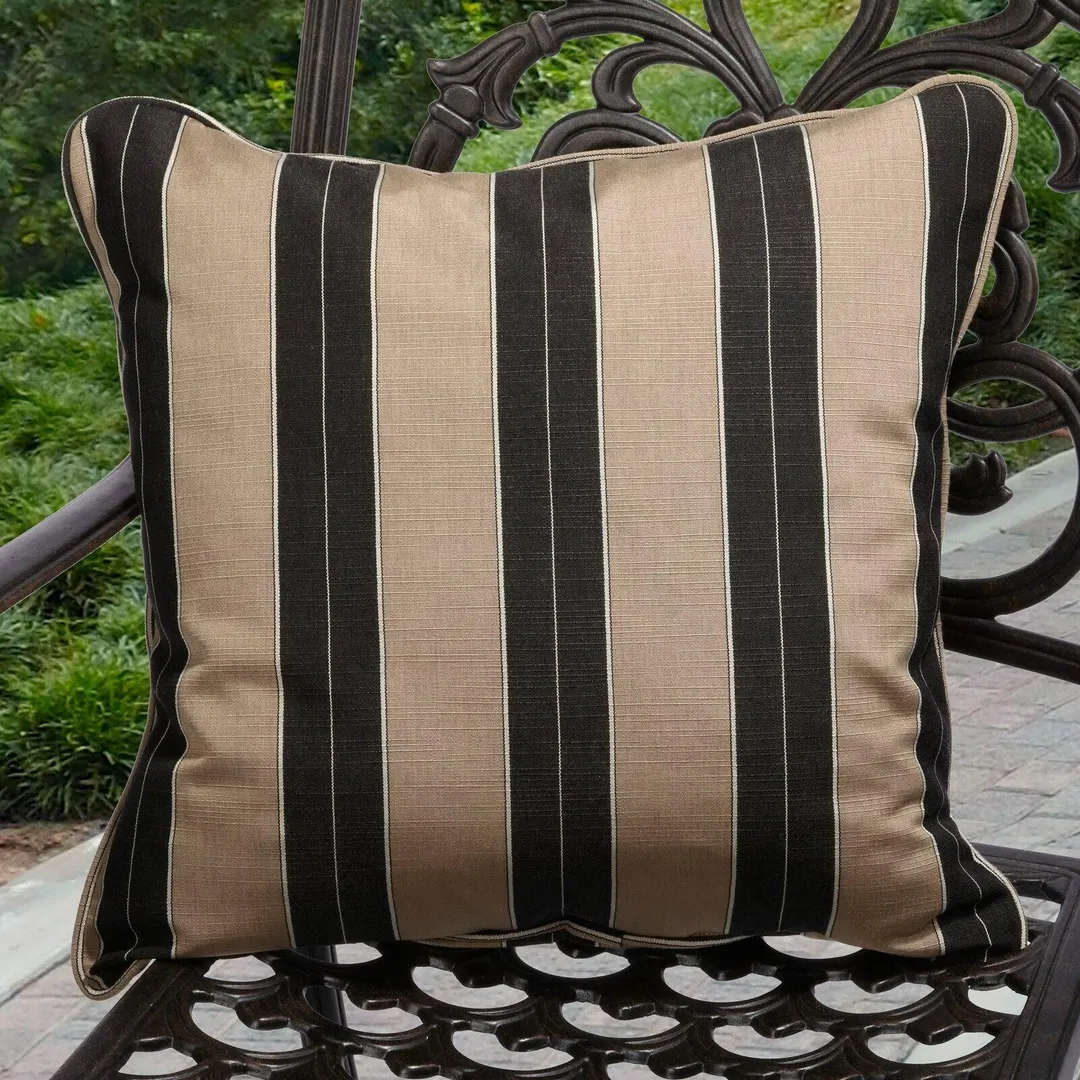 Mozaic Company Sunbrella Striped Outdoor Square Pillow with Corded Edge - Set of 2, photo 3 of 5