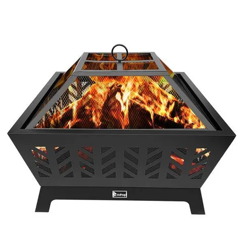 26 Inch Outdoor Wood Fire Four-Corner Pits / Heater / Heater / Black