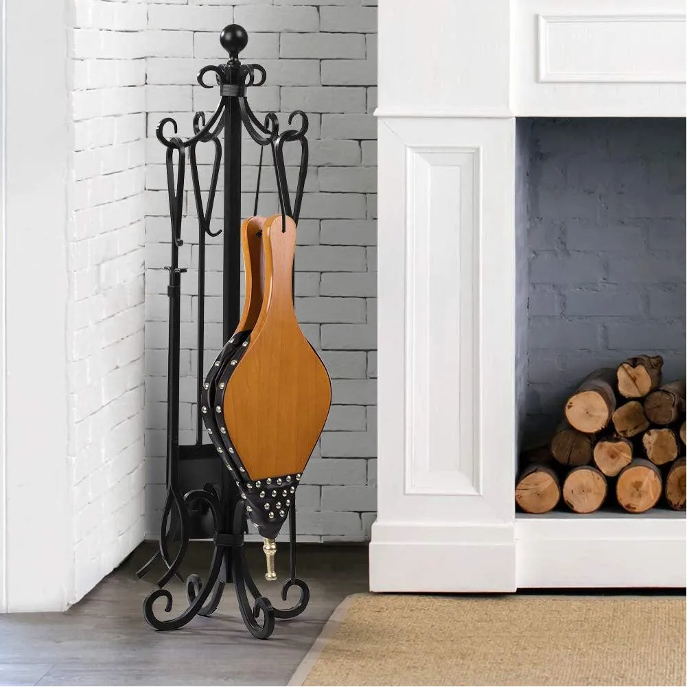 Famure Wooden Fireplace Blower Leather Winder Wind Blowing Outdoor Barbecue Supplies, photo 6 of 7