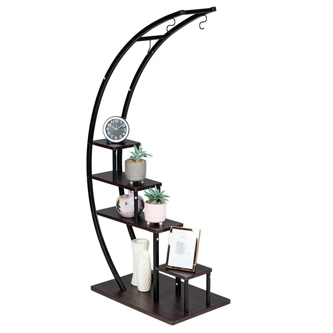 GDLF 5 Tier Metal Plant Stand Indoor Curved Display Shelf  Garden Patio Home, photo 4 of 5
