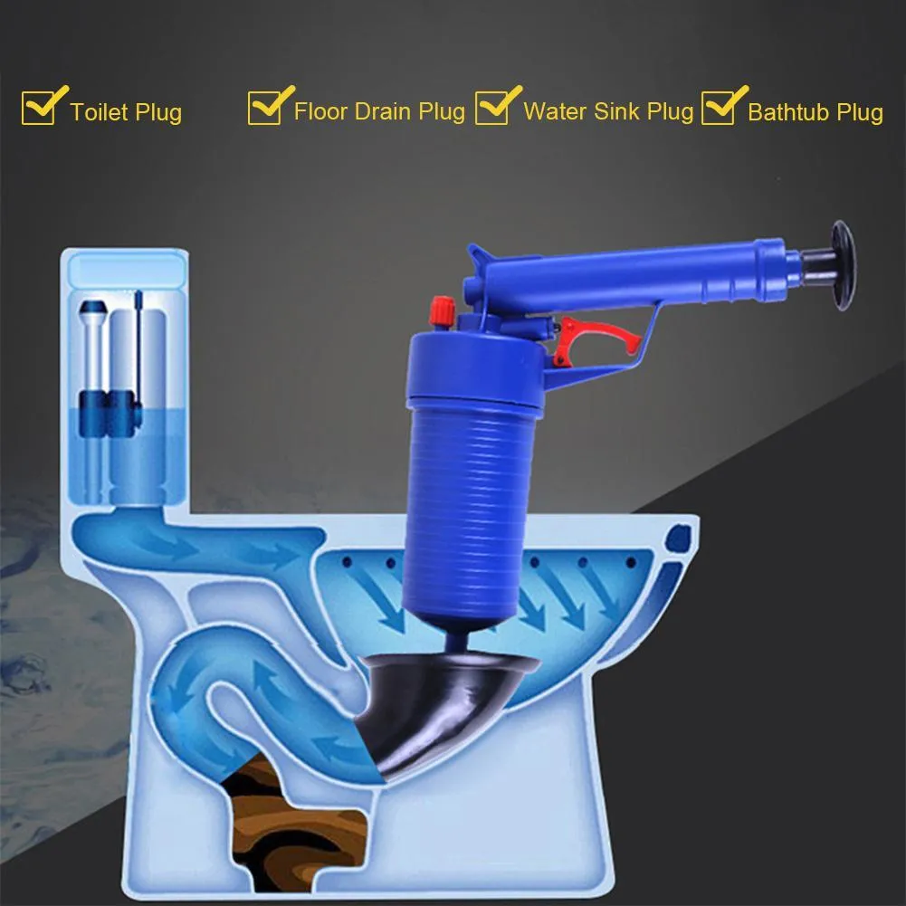 Filfeel Toilet Plunger Drain Blaster Cleaner Gun Air Power Drain Pump High Pressure Powerful Manual Sink Plunger Opener Dredge Tools Cleaner for Bathroom Shower kitchen Clogged Pipe Bathtub Basin, photo 5 of 6